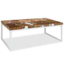 vidaXL Coffee Table Teak Resin 110x60x40 cm White and Brown SP