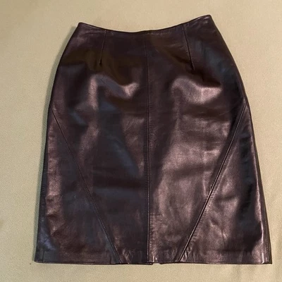 Falda recta de cuero negra Lillie Rubin para mujer talla 8 cierre de cremallera trasera Foto 1 de 4