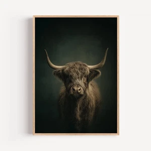 Highland Cow Wall Art Print – Rustic Farmhouse Decor | Vintage Animal Poster - Picture 1 of 5