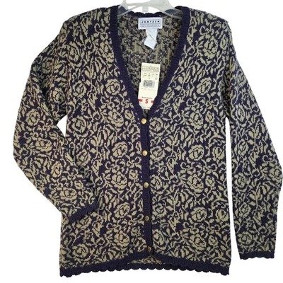 Cárdigan Jantzen Pequeño Floral Festoneado Tejido Boho Chic De Colección Sin Stock Foto 1 de 4