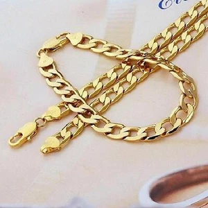 Exclusive! All Sizes SG608 24K Gold Plated Protected Not Fade Chain Necklace 6mm - Picture 1 of 8