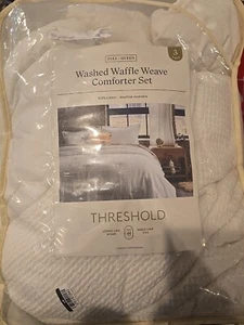 Full/Queen Washed Waffle Weave Comforter Set White - Threshold - Picture 1 of 1