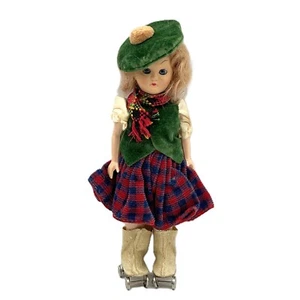 VTG This is a Marcie Doll on Metal Roller-skates Plaid Skirt & Beret 8.5" Tall - Picture 1 of 12
