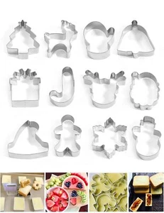 Stainless Steel Cookie Cutter Set 12 Pcs Christmas Valentine's Day Biscuit Cutte - Picture 1 of 7