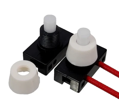 2x Drucktaster Druckschalter EIN/AUS Schalter Retro Lampe Licht 230V 2A Ø 10mm - Bild 1 von 4