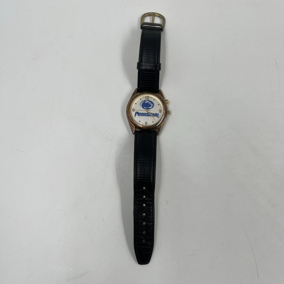 Vintage Penn State Watch Men's Gold-Tone Leather Wrist Band “As Is” - Image 1 of 4