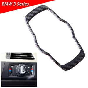 Cubierta de botón de interruptor de faro de fibra de carbono real para BMW serie 3 E90 E92 - Imagen 1 de 6