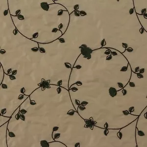 DESIGNER EMBROIDERED SILK KALEY PUTTY GREEN FLORAL VELVET FABRIC BY YARD 54"W - Picture 1 of 8