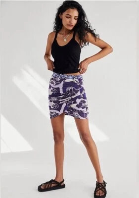 Free People She's Something Else Printed Mini Skirt Womens Size L Pruple FLoral - Изображение 1 из 4