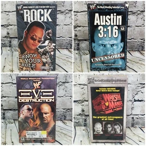WWF / WWE Wrestling VHS Tape Lot Bundle Wrestle Mania XIV The Rock Stone Cold - Picture 1 of 12