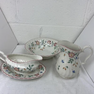 4 piezas Churchill Staffordshire Inglaterra Briar Rose barco salsa tazón tarro de leche - Imagen 1 de 14