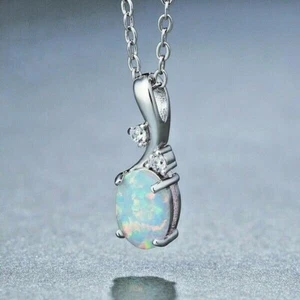 Opal Synthetic Pendant & 18"Chain 14K Gold Filled Pendant w/ Copper Alloy NEW - Picture 1 of 4
