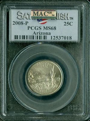 2008 P ARIZONA QUARTER PCGS MS68 SF 2ND FINEST REGISTRY * - Image 1 of 2