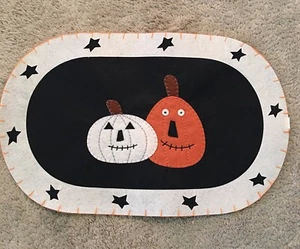 Juego de 4 manteles de calabaza Country Primitive Halloween Jack O Lantern - Imagen 1 de 3