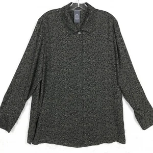 Chelsea & Theodore Womens Shirt Button Up Cheetah Leopard Print Gray Taupe XL - Picture 1 of 8