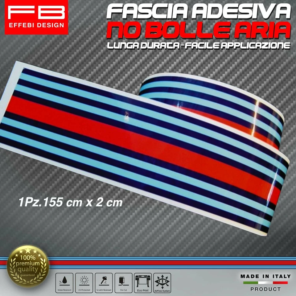 Fascia Striscia Adesiva MARTINI RACING 155x2 cm Rally Legend WRC Auto Car Moto
