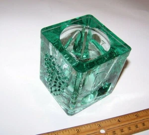 Vintage Collectible Fruit Candle Holder Heavy Green Glass Candle Holder - Picture 1 of 4