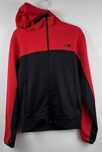 North Face Mens Small Full Zip Jacket Red Black Colorblock Athletic Run Hike - Picture 1 of 12