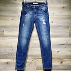 Eunina Jeans Ava Low Rise Zipper Skinny Ankle Blue Denim Distressed Rozmiar W25 L28