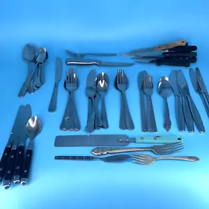 Flatware Tableware x49 Lot Various Brands Pattern Stainless some Silverplate - Picture 1 of 8