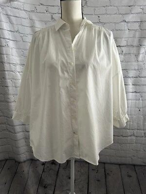 Blusa Camisa Top Broome Street Kate Spade Blanca Mezcla de Algodón Con Botones Mediana Foto 1 de 4