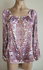 White House Black Market Small Pink Paisley Floral Split Sleeve Blouse Top