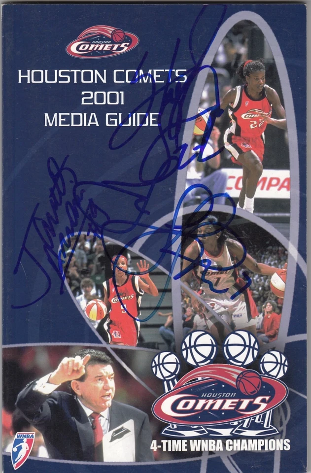 Houston Comets 2001 WNBA Media Guide Autograph Signed Sheryl Swoopes, Thompson - Image 1 of 1