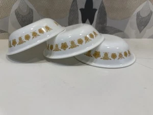 Corelle BUTTERFLY GOLD Fruit Berry Dessert Bowl - Set of 3 - Vintage 5 3/8" - Picture 1 of 5
