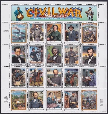 F-EX58080 США MNH 1995 ЛИСТ ГРАЖДАНСКОЙ ВОЙНЫ ЛИНКОЛЬН. - Изображение 1 из 2