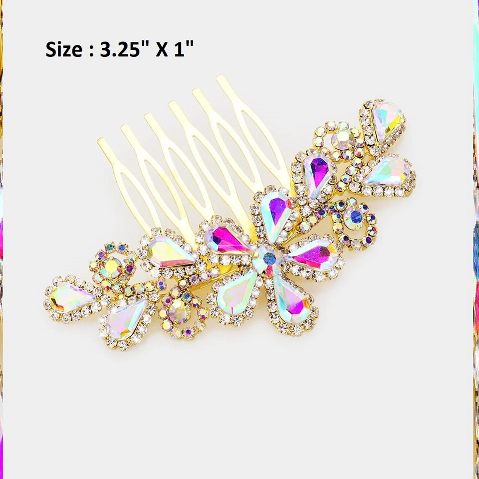 Pente de cabelo cristal strass vara tiara casamento formatura flor lágrima - Imagem 1 de 1