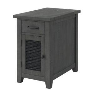 Martin Svensson Home Accent Table 16" Chairside Plug-in Rectangle Wood Gray