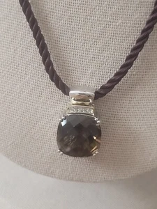 Sterlingsilber 925 & 14kt Gold Smokey Quarz Halskette mit Ohrringen  - Bild 1 von 8