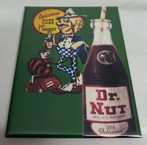 Imán publicitario de refresco vintage hecho a mano Dr Nut New Orleans Squirrel Man - Imagen 1 de 10
