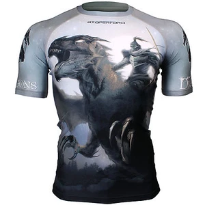 FX-314 DRAGON KNIGHT Skin Tight Compression Base layer Rash guard T-shirt MMA - Picture 1 of 6