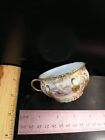 *cracked* Limoges AK France mini tea cup pink gold flower antique collectible 