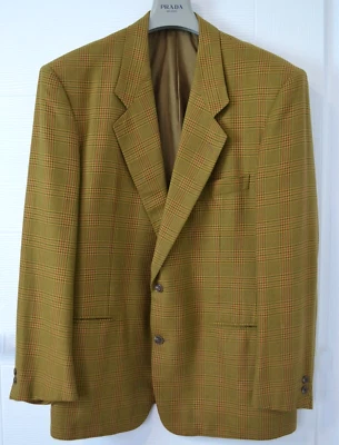 Jaqueta Blazer Masculina CORNELIANI Glen Xadrez 100% Algodão 44 54 Verde Bege - Imagem 1 de 4