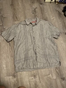 Camicia uomo Havanera XL misto lino manica corta con bottoni grigia usata in ottime condizioni - Foto 1 di 8