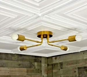 Modern Flush mount 4 Bulb Mid Century Semi Flush Light Best quality brass Light - Picture 1 of 5