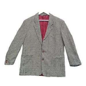 Hugo Boss Blazer 100% Wool Size Mens XL Suit Vintage Houndstooth - 279A