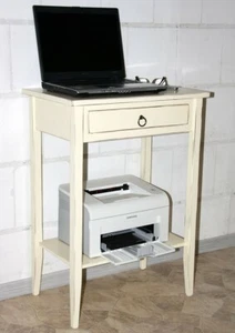 Mesa de teléfono de madera maciza crema antigua mesa auxiliar pasillo consola mesita de noche - Imagen 1 de 8