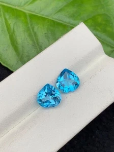 Swiss Blue Heart Shape Topaz Pair, Natural Topaz Cut Stones, 6.50 carat - Picture 1 of 5