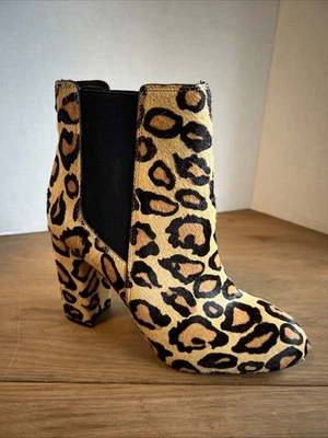 Bota Sam Edelman Chelsea tamanho 7 estampa de leopardo pele real cabelo de vaca 'caixa' - Imagem 1 de 4