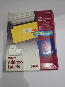Avery 5160 Laser Address Labels 1" x 2 5/8" 40 Sheets - Picture 1 of 3