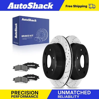 Rear Drilled Slotted Brake Rotors Ceramic Pads for GMC Sierra 1500 Classic - Image 1 of 4