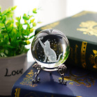 60Mm 3D Cat Crystal Ball Figurine Glass Laser Engraved Cat Moon Star Crystal Bal