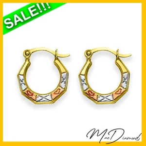 Fancy Hollow Hoop Design 4 Earrings in 14K Yellow, White and Rose Gold - Bild 1 von 4