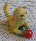 Vintage Windup Cat with ball 5 1/4" sitting spinning tail