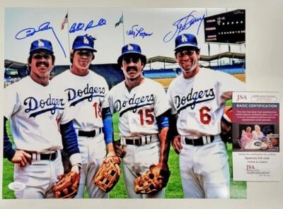 Dodger Infield signed 11x14 Photo #1 Russell Garvey Cey Lopes autograph JSA - Image 1 of 4