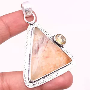 Sunstone Gemstone 925 Sterling Silver Handmade Jewelry Pendant 2.2" - Picture 1 of 7