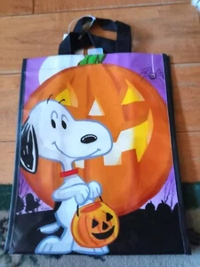 Peanuts Snoopy Halloween Trick-or-Treat Tasche Tragetasche Snoopy hält Kunststoff Kumpel N - Bild 1 von 10